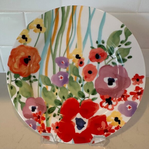 Anthropologie Poppy Verdant Acres Floral Accent Salad Plate 8" Romantic Cottage - Picture 1 of 4